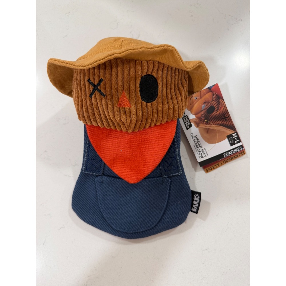 Bark Super Chewer Shreddy Eddy Scarecrow Rip Reveal Dog Toy M-L Pumpkin Spice